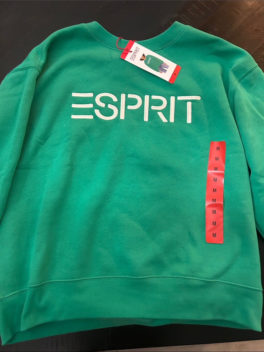 Esprit Men's Bright Green Logo Crewneck Sweatshirt